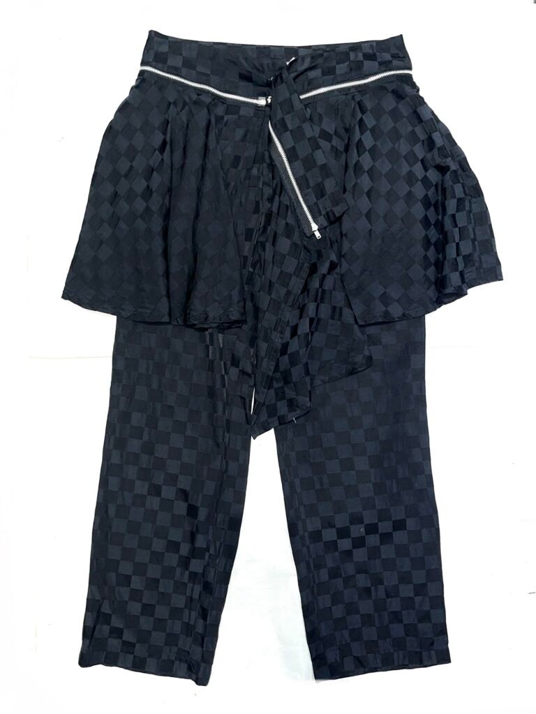 Limi Feu Layered Checker Trousers with Skirt Panel