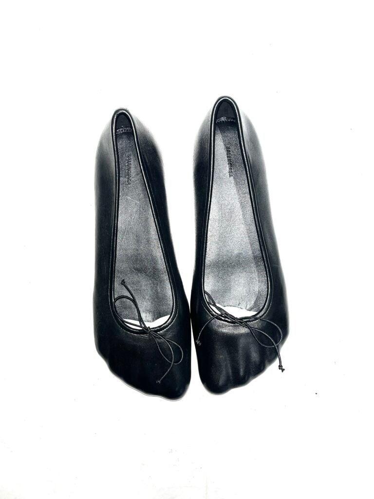BALENCIAGA Atomic Black Leather Ballet Flats