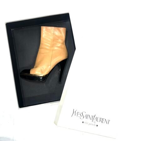 Yves Saint Laurent patent cap toe ankle boots