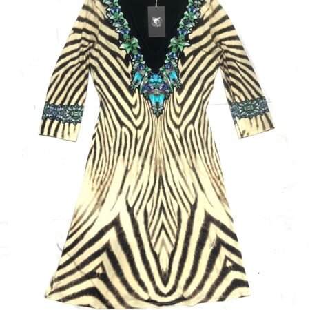 Roberto Cavalli zebra print embellished dress