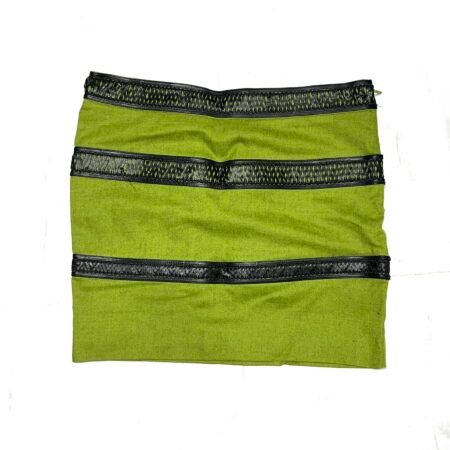 Roberto Cavalli 00s lime green mini skirt with leather appliqué details