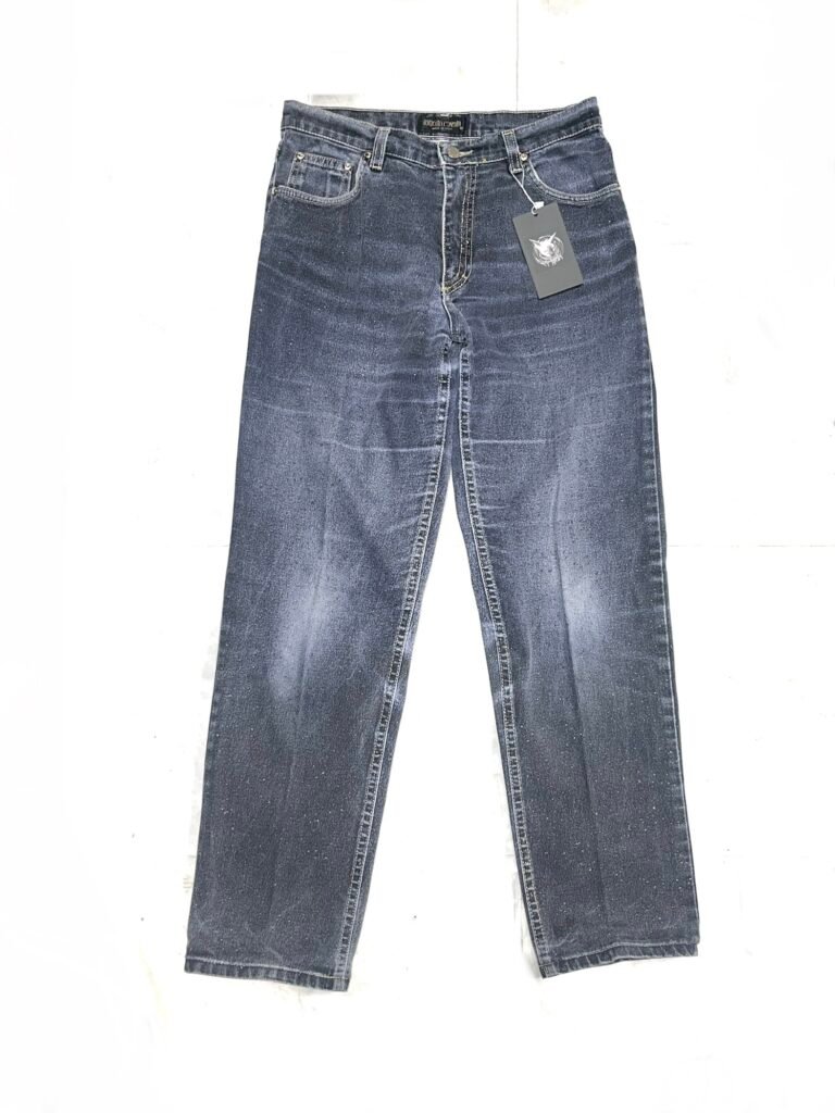 Roberto Cavalli 90s washed denim jeans subtle glitter finish mid-rise straight fit