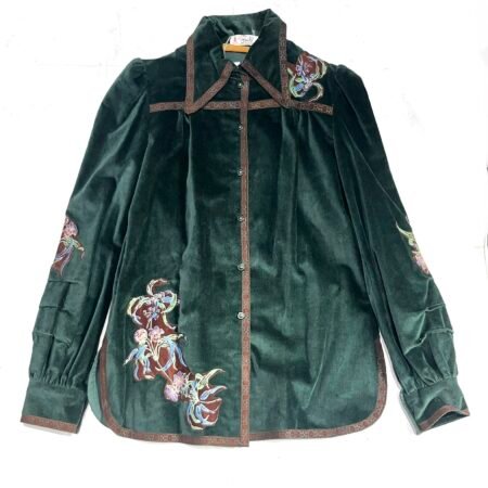 70s Roberto Cavalli velour set embroidered floral