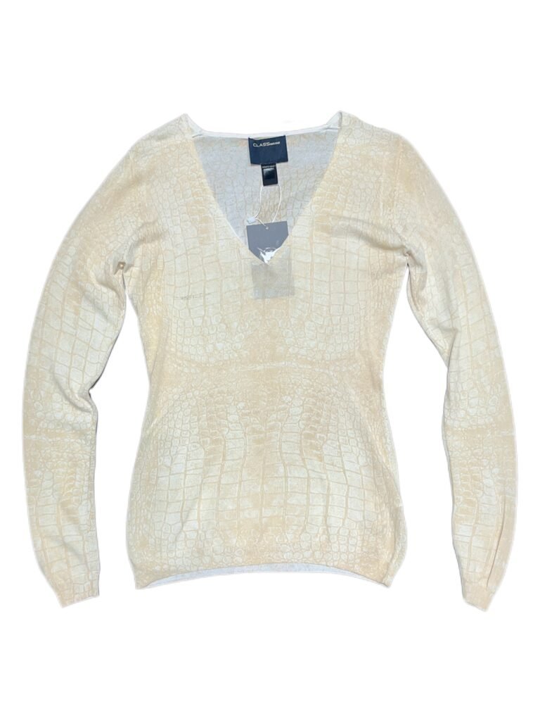 Class Roberto Cavalli 00s ivory animal print fitted top