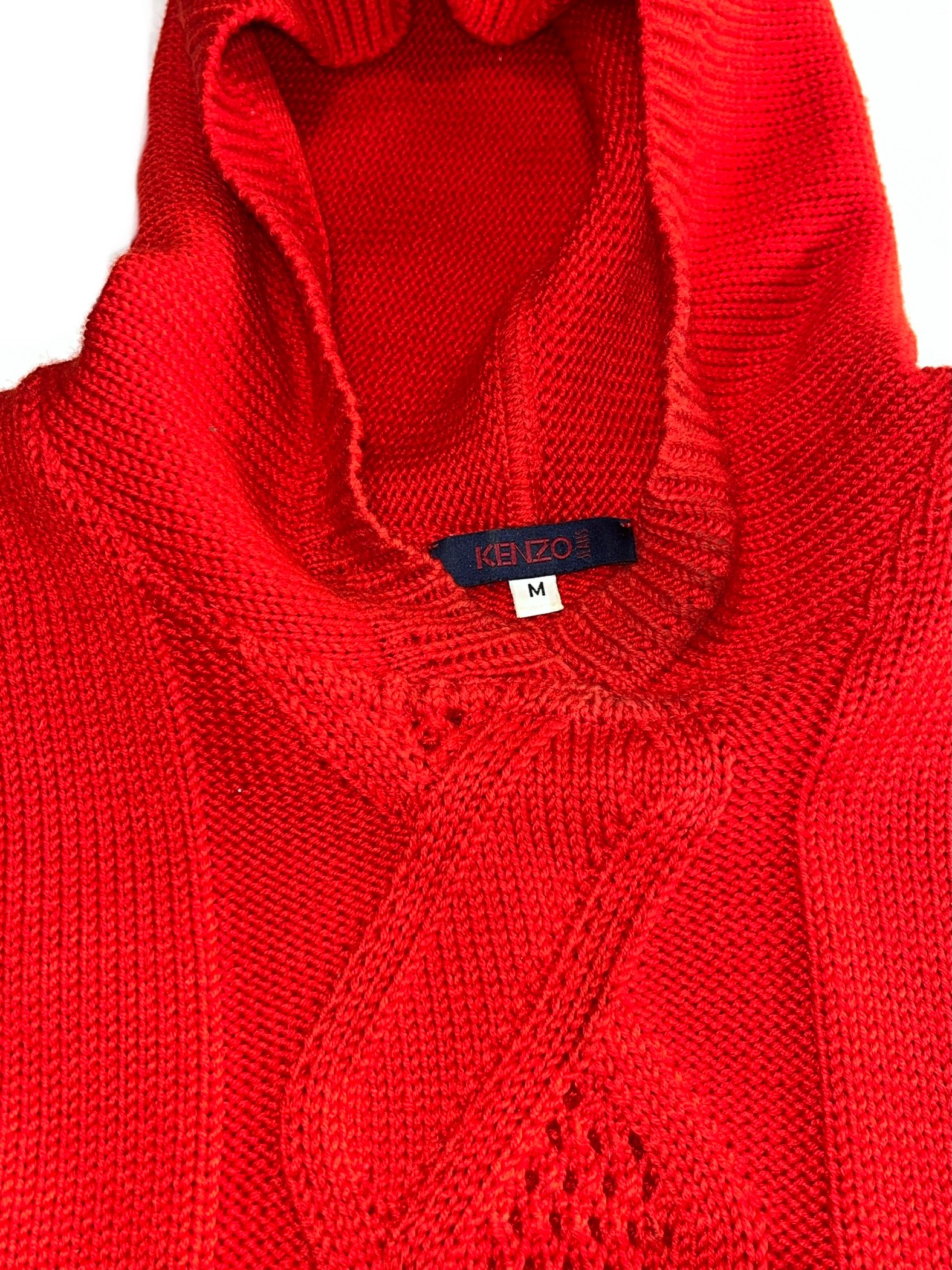 KENZO Jeans Wool Cable Knit Pinstripe Hooded Vest - Image 4