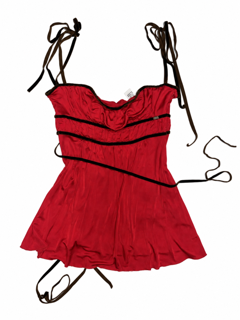 MISS SIXTY Y2K RED MULTI-WAY VELVET-TRIM CAMI