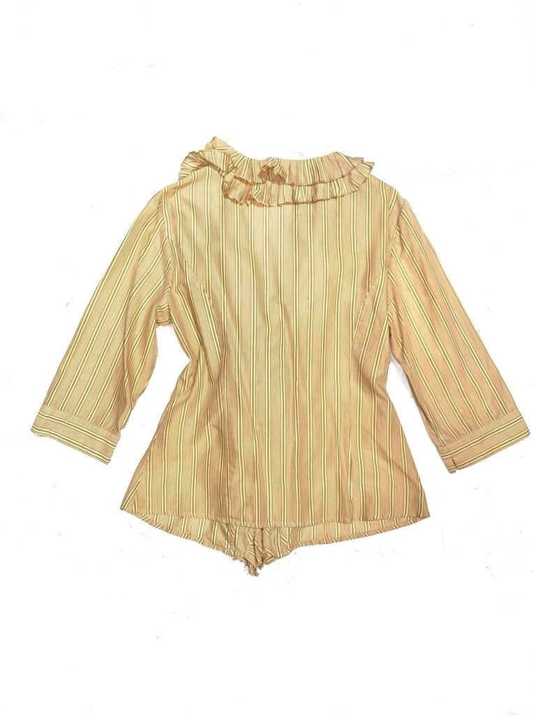 WEEKEND MAX MARA STRIPED RUFFLE COTTON BLOUSE