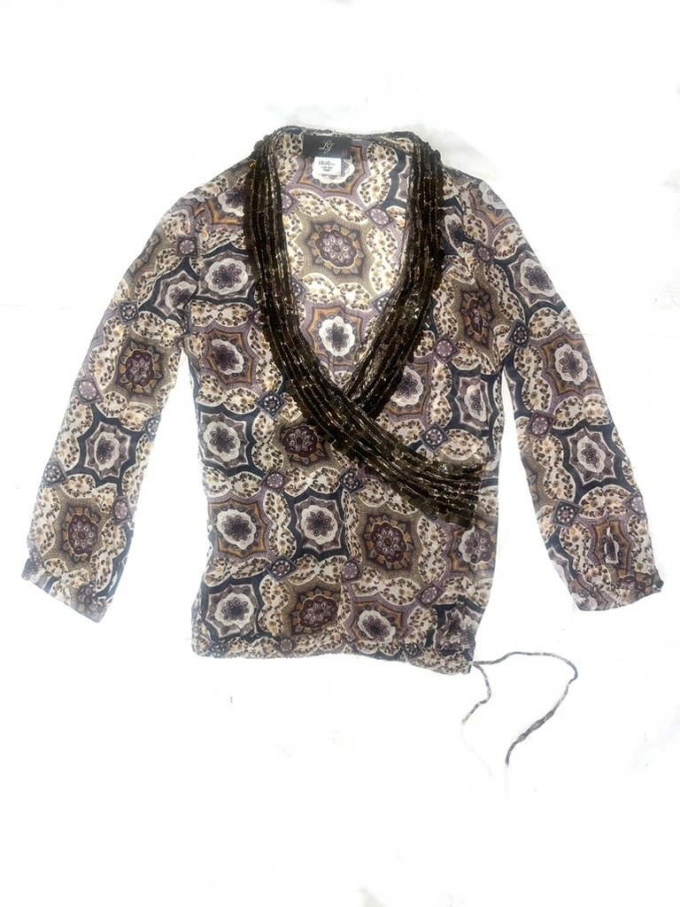 00s Liu Jo embellished silk wrap blouse