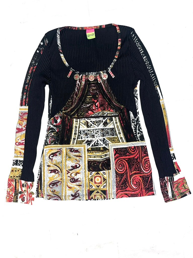 00s Save The Queen coin-trim patchwork tunic top