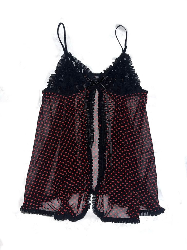 Heart Dot Ruffle Babydoll with adjustable straps