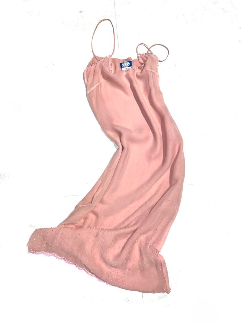 00s Blugirl Blumarine Beaded Semi-Sheer Silk Slip Dress