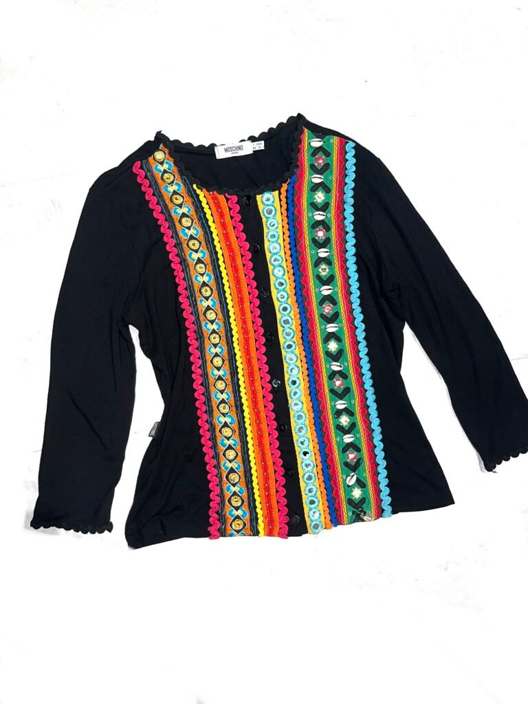 Late 90s Moschino Jeans Embellished Ribbon Cardigan