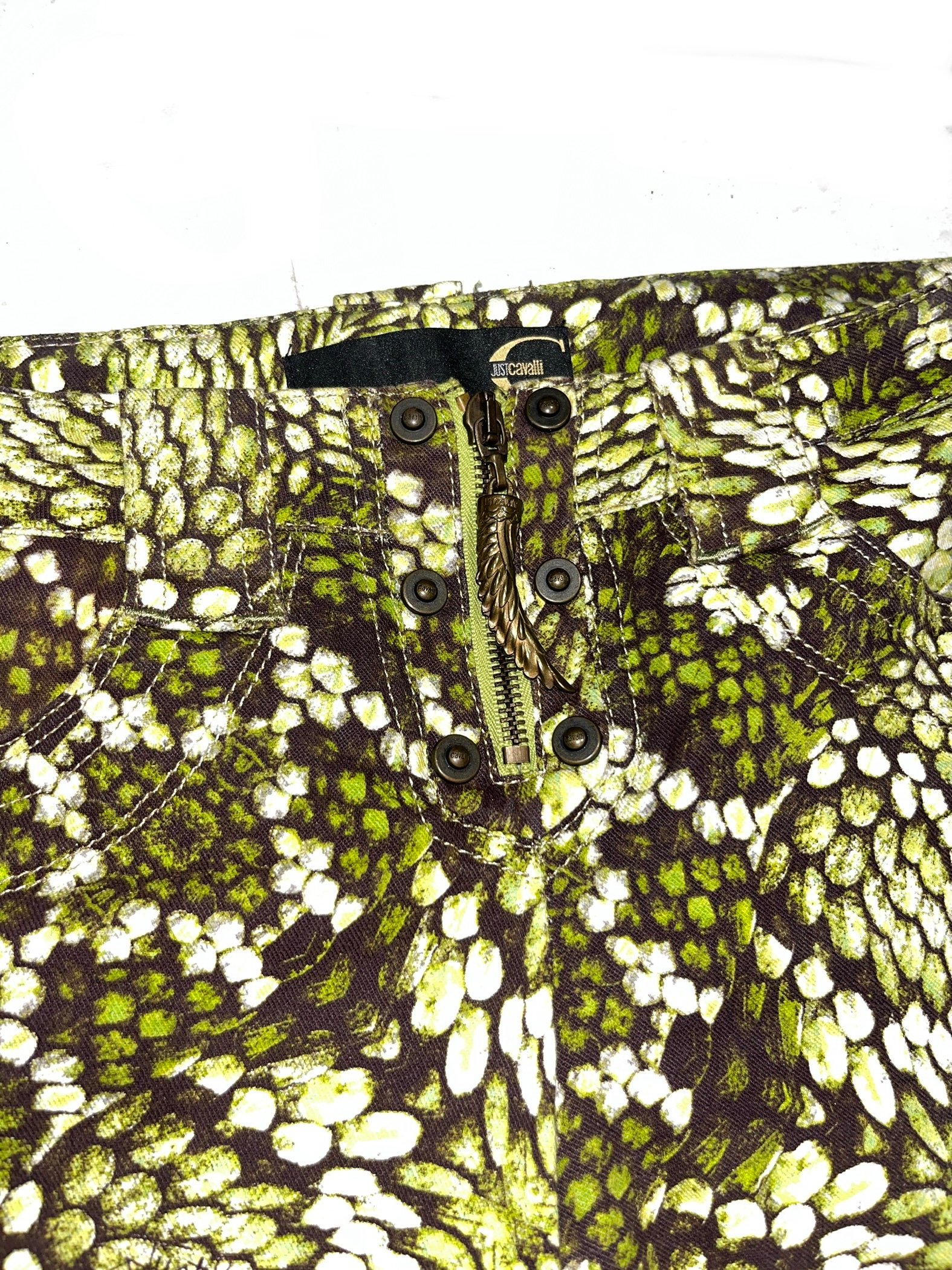 Early 00s Just Cavalli Printed Zip Capri Jeans - Image 4