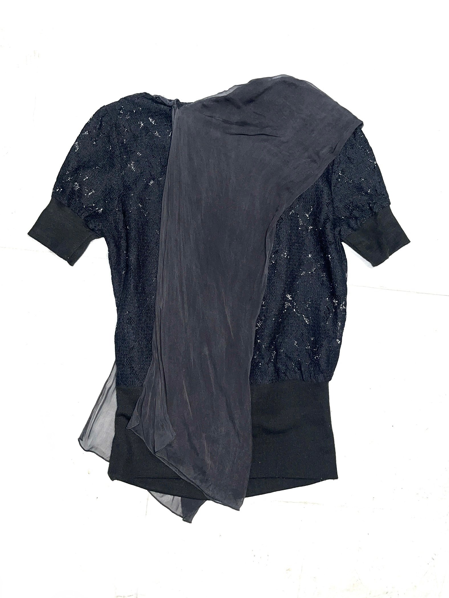Early 00s D&G Silk-Drape Lace-Knit Top - Image 5