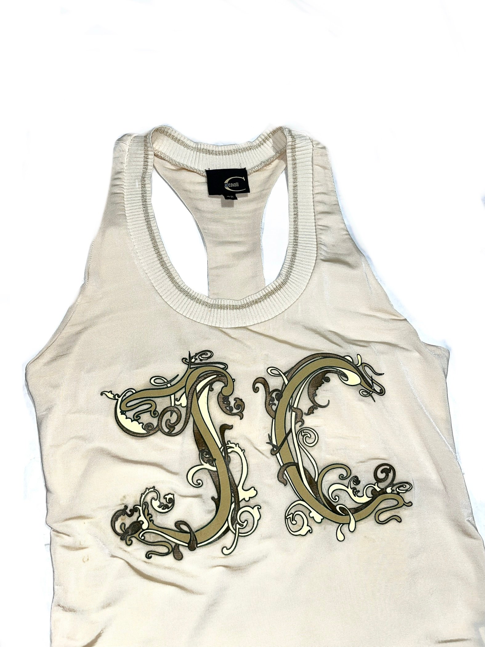 Early 00s Just Cavalli Monogram Racerback Tank - Image 2