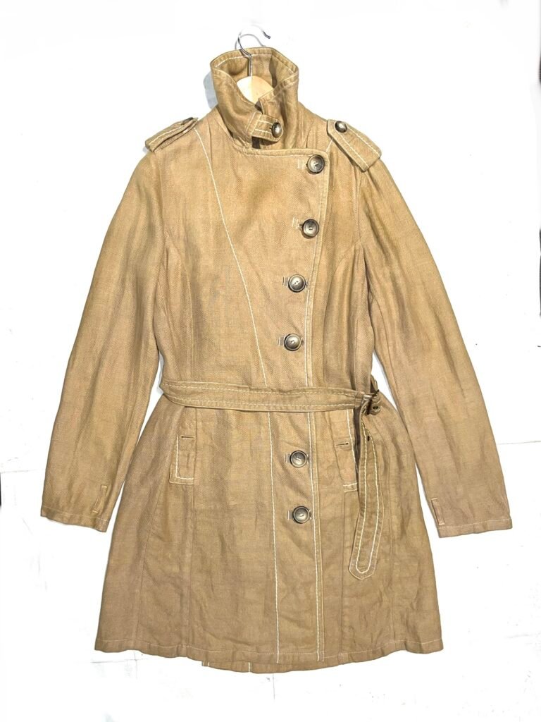 Late 00s Sportmax Linen Belted Trench Coat